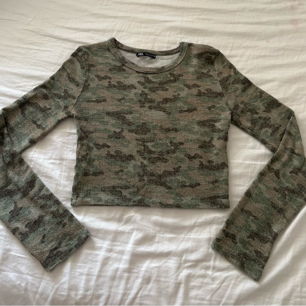 Zara Green Camo Top